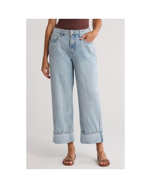 Seven7 Blue Cuffed High Waist Baggy Jeans