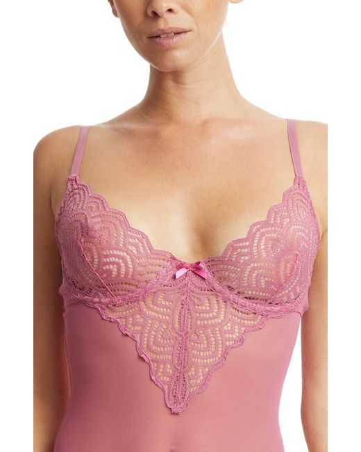 Hanky Panky Pink Strappy Mesh & Lace Underwire Teddy