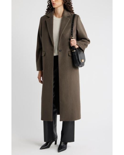 Nordstrom Black One-Button Wool Blend Coat