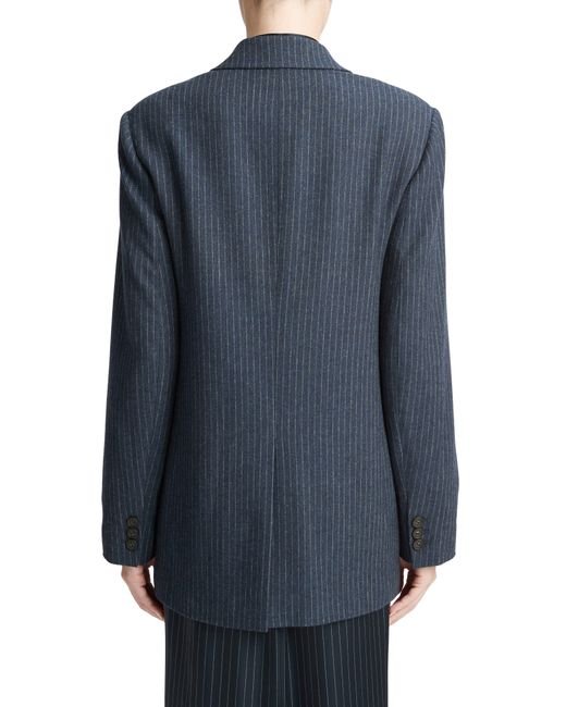 Vince Blue Pinstripe Wool Blend Flannel Blazer