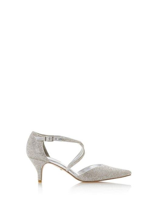 Dune White Captivates Rhinestone Pointed Toe Pump