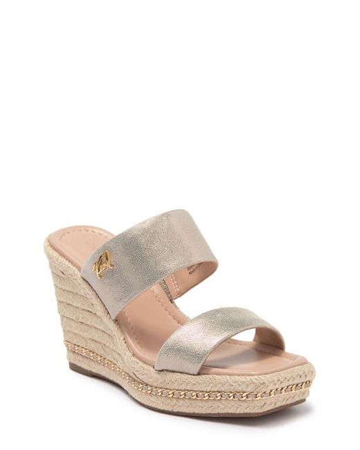 Karl Lagerfeld Metallic Cambia Chain Espadrille Platform Wedge Mule