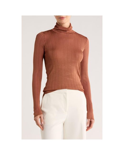 Tahari Brown Semisheer Turtleneck Sweater