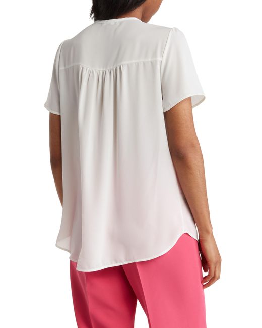 Pleione Red Updated Notch Neck High-low Tunic Top