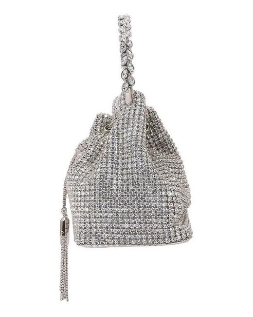 BERNESS Gray Rhinestone Ring Handle Bag