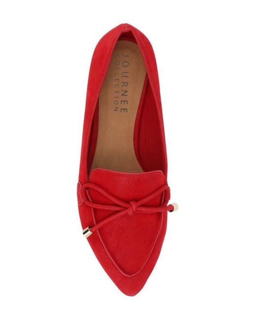 Journee Collection Red Pointed-Toe Faux-Suede Flats