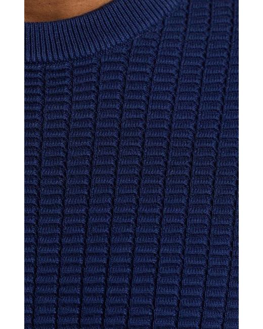 Robert Graham Blue Dobbs Waffle Knit Sweater for men
