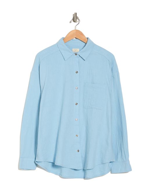 Billabong Blue Right On Cotton Gauze Button-up Shirt