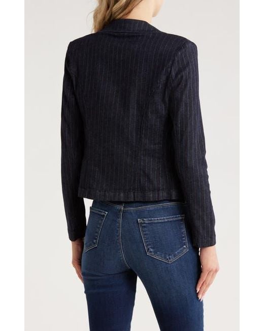 L'Agence Black Wayne Pinstripe Double Breast Crop Jacket