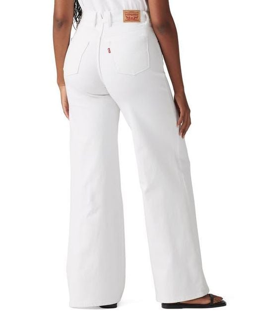 Levi's White 318 Shaping Mid Rise Wide Leg Jeans