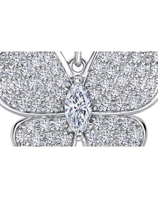 Lafonn White Pavé Simulated Diamond Butterfly Drop Earrings