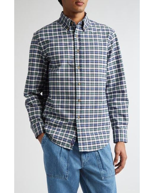 Noah NYC Blue Check Western Oxford Button-Down Shirt for men