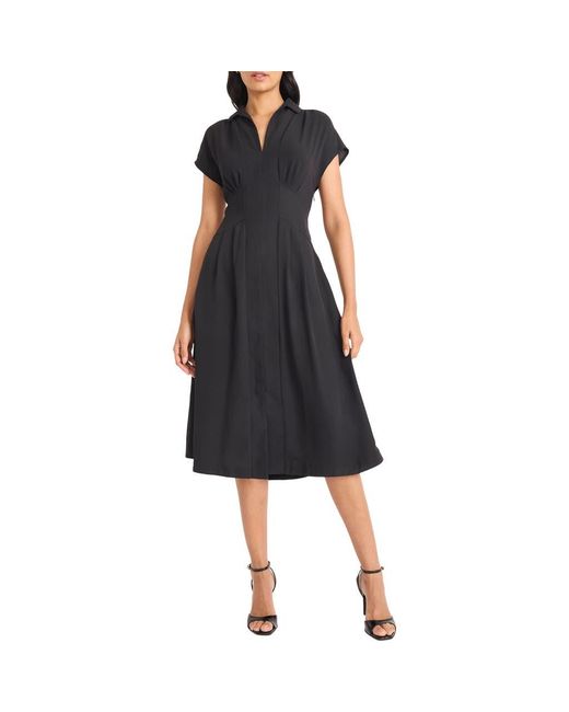 green emerald velvet dress Donna Karan Women's Cap-Sleeve Colorblock Midi Dress - Vapor/Vellum/Driftwood