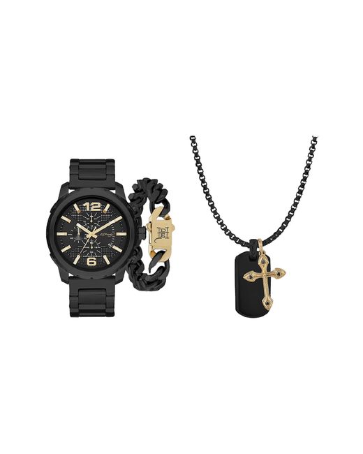 Ed Hardy Black 3-piece Jewelry & Watch Set for men
