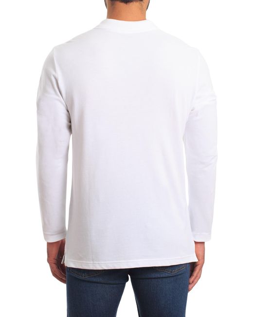 Jared Lang Long Sleeve Cotton Knit Polo in White for Men | Lyst