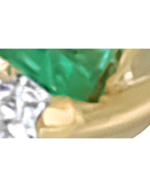 Bony Levy Blue El Mar Emerald & Diamond Stackable Bypass Ring