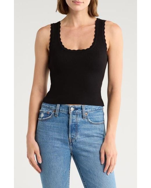 NSR Black Scalloped Knit Tank