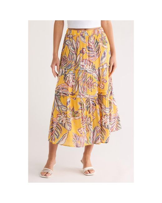 Nanette Lepore Orange Printed Tiered Skirt
