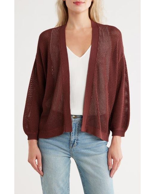 Nordstrom Red Open Stitch Front Cotton Cardigan