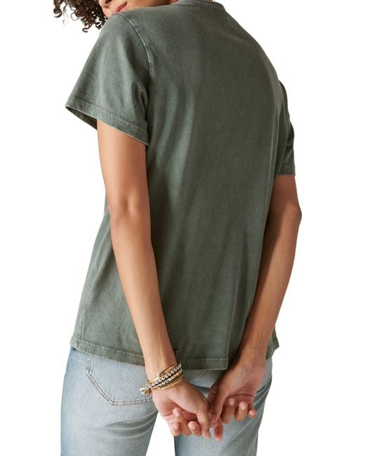 Lucky Brand Green Bowie Glass Spider Oversize Graphic T-shirt