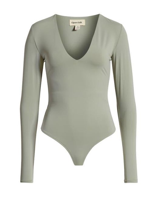 Open Edit Gray Smooth Edit V-Neck Bodysuit