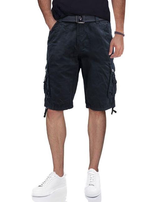 Xray Jeans Blue Belted Camo Cargo Shorts for men