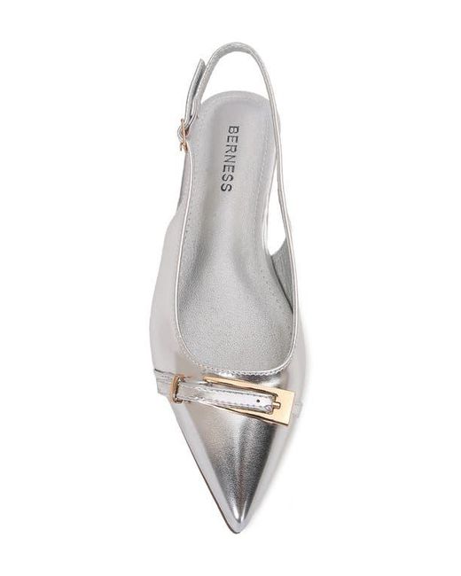 BERNESS White Chantal Pointed Toe Slingback Flat