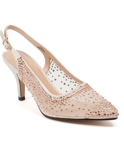 Lady Couture Pink Embellished Slingback Pointed Pumps