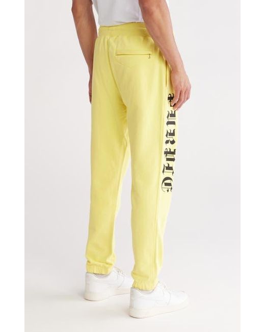 Purple Brand Yellow Gothic Logo French Terry Sweatpants for men
