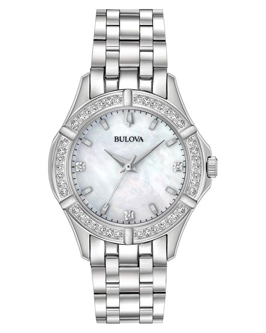 Bulova Diamond Bracelet Watch in Silver (Gray) Lyst