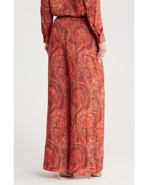 L'Agence Red Lillian Paisley Wide Leg Pants