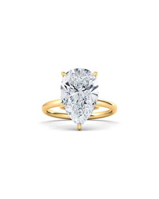 HauteCarat 18k White Gold Pear Lab Created Diamond Engagement Ring