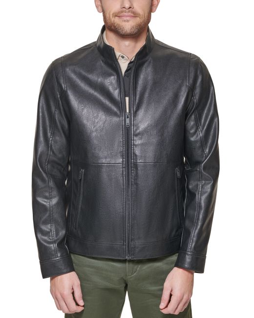 Dockers Gray Racer Faux Leather Jacket for men