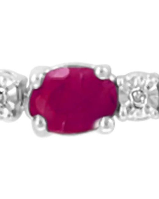 Effy Red Sterling Ruby Diamond Bracelet