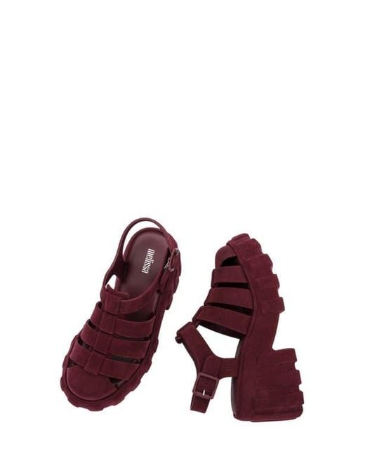 Melissa Red Megan Velvet Platform Fisherman Sandal
