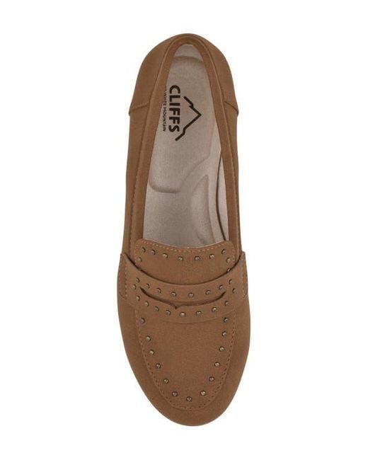 White Mountain Brown Giada Stud Driving Loafer