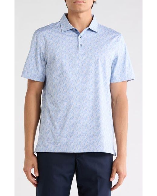 Bugatchi Blue Ooohcotton Printed Polo for men