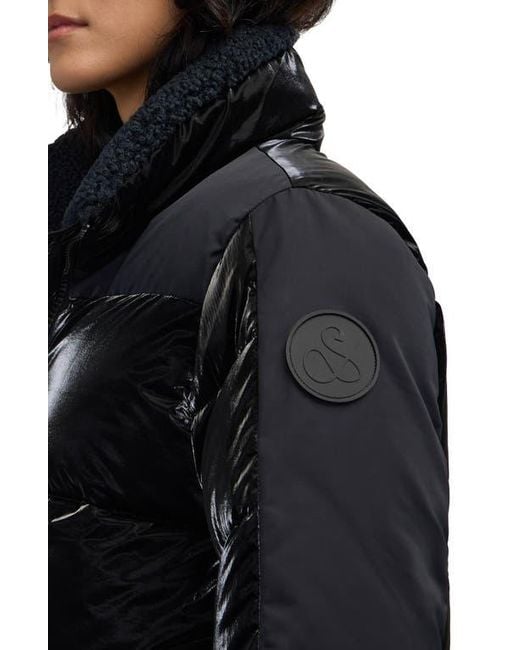 Scotch & Soda Black Selma Mixed Media Water Repellent Jacket