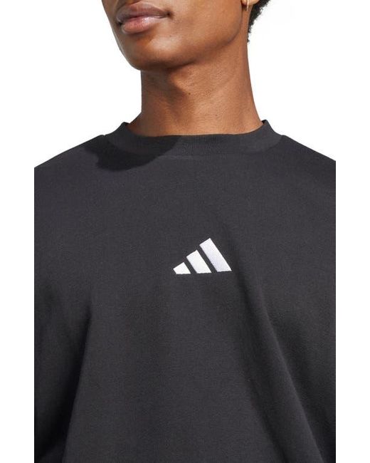 Adidas Black Essentials Feelcozy Fleece Crewneck Sweatshirt for men
