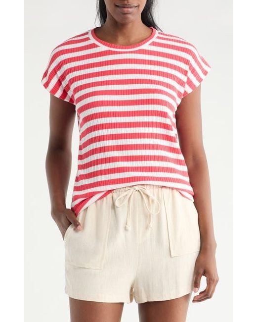 Bobeau Red Relaxed Drop Shoulder T-Shirt