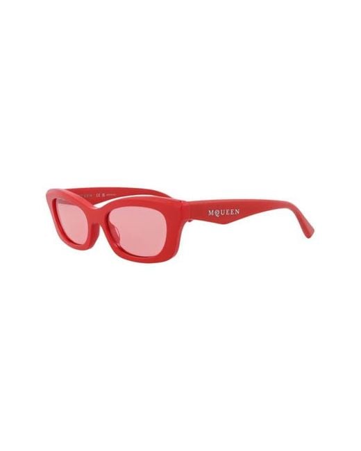 Alexander McQueen Red 52Mm Rectangular Sunglasses