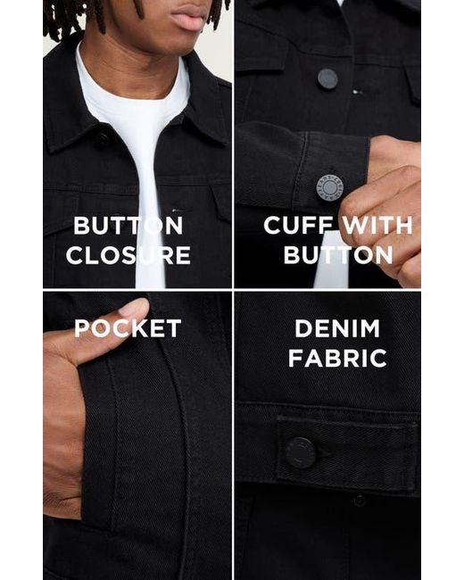 Xray Jeans Black Slim Washed Denim Jacket for men