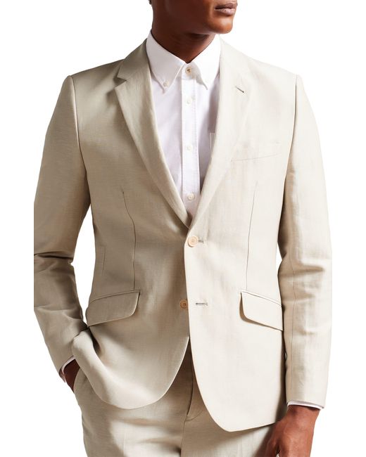 Ted Baker Natural Slim Fit Linen & Wool Blazer for men