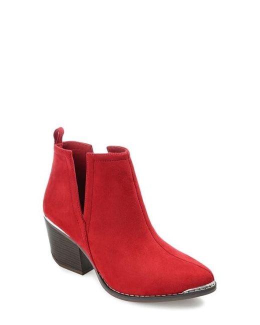 Journee Collection Red Issla Metal Trim Bootie
