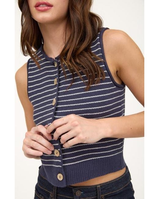 Blu Pepper Blue Stripe Button Front Sweater Vest