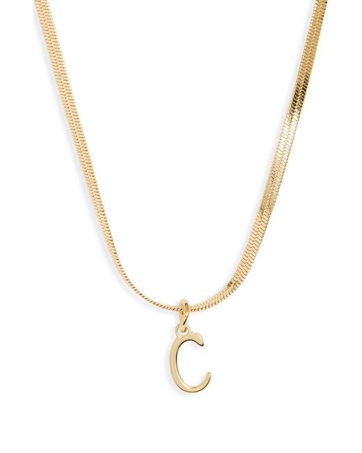 Nordstrom Metallic Herringbone Chain Initial Pendant Necklace