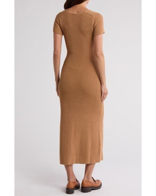 Staud Brown Camden Short Sleeve Maxi Sweater Dress
