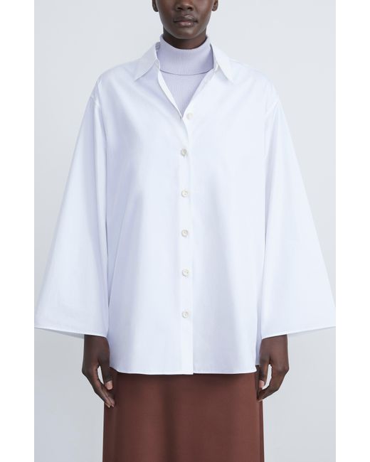 Lafayette 148 New York White Oversized Button Down Shirt