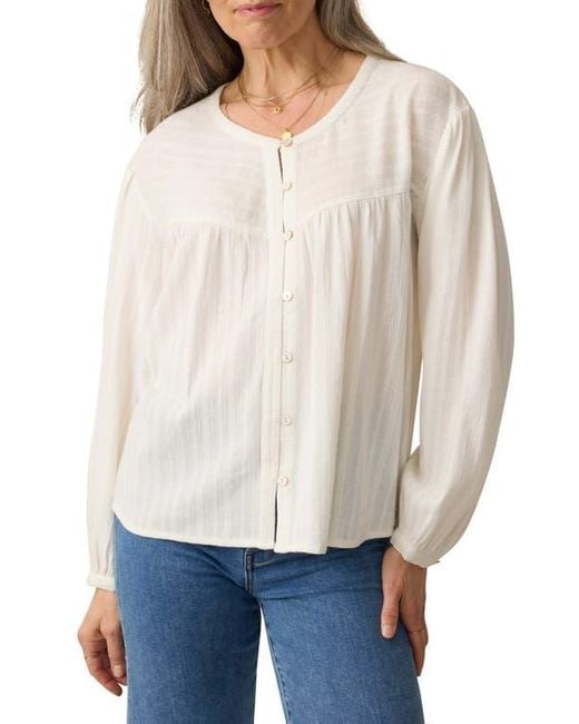 Faherty Brand White Lena Organic Linen Button-Up Top