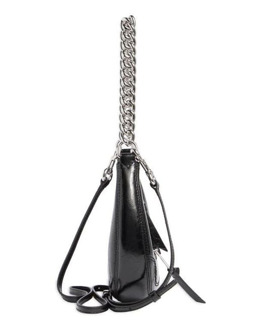Marc Jacobs Black Mini Crescent Crinkle Leather Crossbody Bag